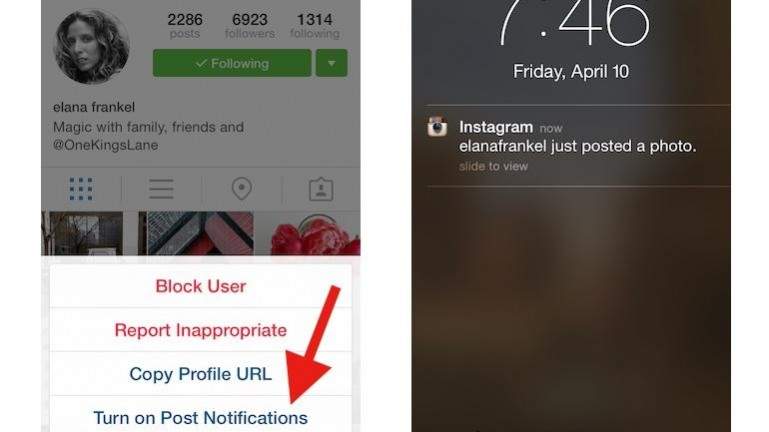 Turn on notification Instagram