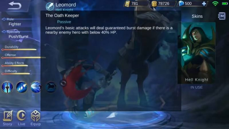 hero leomord mobile legends