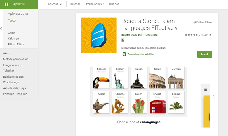 Aplikasi belajar bahasa asing