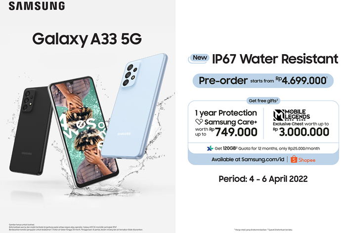 Pre-Order Samsung Galaxy A33 5G Bonus Hingga 3,7 Jutaan
