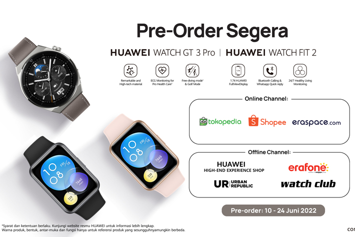 Huawei Watch Fit 2 dan GT 3 Pro Segera Hadir di Indonesia