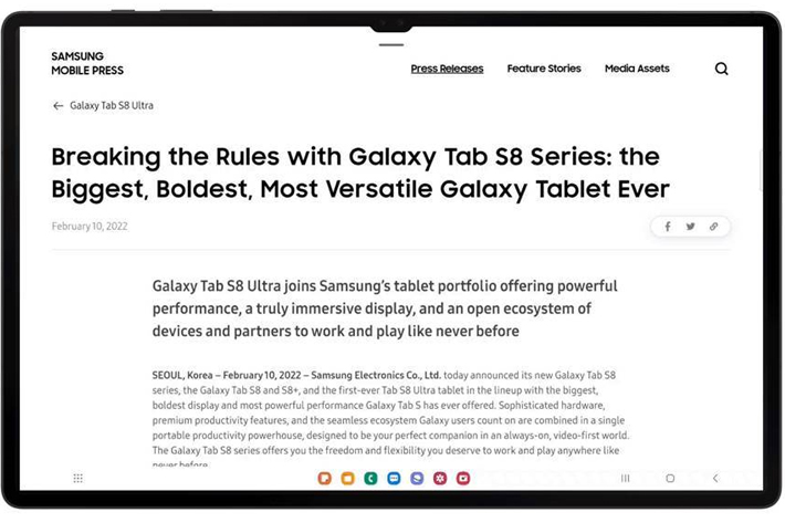 Android 12L Hadir di Galaxy Tab S8 Series, Bawa Taskbar dan Peningkatan UI